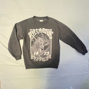 Billabong Shine All Night Oversized Sweatshirt‎ Womens XS Black Graphic Print